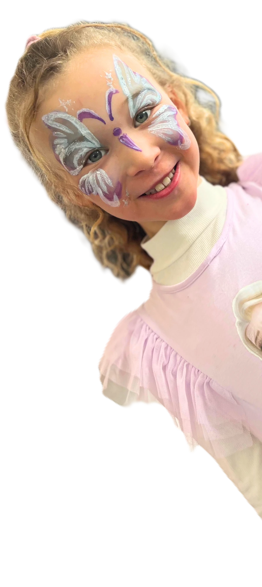 picture of a girl with a butterfly face paint